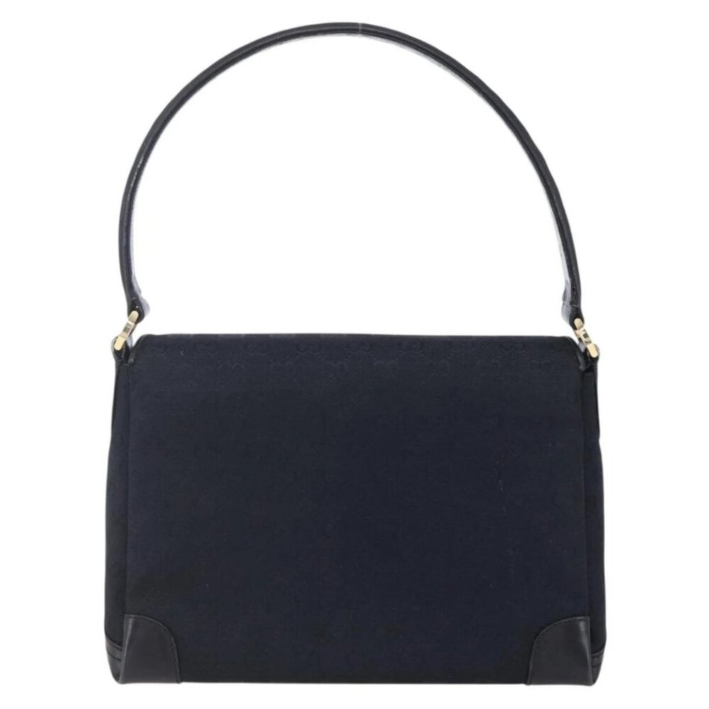 GUCCI GG Canvas Shoulder Bag Black Gold Auth 147856 - Picture 4 of 15